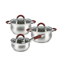 Ensemble de casseroles en acier inoxydable de style américain, écologique, avec poignée en silicone, couvercle en verre, compatible induction, gaz et lave-vaisselle