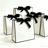 Sac d'emballage cadeau en papier blanc recyclable pour faux cils, avec cordon de serrage, gaufrage/débossage personnalisable, commandes en petites quantités
