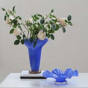 Bixuan Vintage <span class=keywords><strong>Fenton</strong></span> diseño florero de vidrio soplado a mano polvo de porcelana forma de pétalo boca acampanada para arreglos florales de boda - Product Image 3
