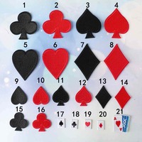 Patchs brodés cartes de poker, patchs pique et cœur rouges, patchs thermocollants, autocollants pour vêtements faits à la main