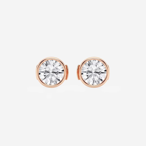 Pendientes de Lujo con Diamantes Cultivados en Laboratorio, Corte Redondo, 2 Quilates, Engaste de Bisel, Filigrana, Solitario, Certificados, con Brillo Brillante, Éticos y Finos - Product Image 1