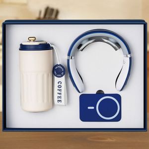 Promotional Product: Exquisite Blue Series 3-in-1 Power Bank+Neck Massager+Cup Customized Logo Color Mobile Power Gift Set - Product Image 1