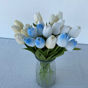 Vintage Wedding Decor Mini <strong>Tulip</strong> PU <strong>Flowers</strong> Real Touch Artificial Single Stem <strong>Blue</strong> <strong>Tulip</strong> for Sale - Product Image 2
