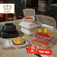 Boîte à lunch jetable carrée biodégradable de 9 pouces, 3 compartiments, compatible micro-ondes, logo personnalisé, emballage alimentaire à emporter, plastique MFPP