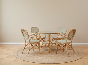 Ensemble de salle à manger compact et élégant en rotin/osier de style asiatique jamaïcain pour maisons, appartements, villas et espaces hôteliers chaleureux – Indonésie - Product Image 5