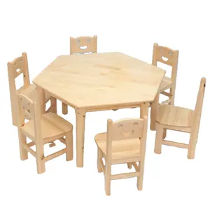 Cheap price dining table and chair set kids study table montessori furniture wood for girls and boys