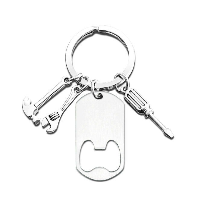 Ouvre-bouteille argenté 55 * 30 mm + porte-clés marteau-clé argenté