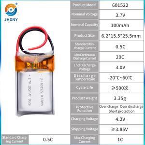 Coche de juguete teledirigido personalizado, <span class=keywords><strong>601419</strong></span>, 501522, 601522, 651522, 701522, 801522, 1s, lipo, 100mah, tamaño pequeño con batería de alta capacidad para helicóptero - Product Image 2