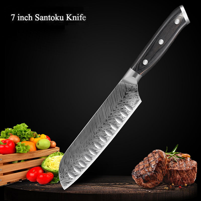 7 inch santoku knife black