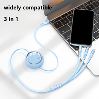 Câble de charge rapide USB rétractable 3-en-1 en gros, cordon de chargeur multiple 100W couleur macaron, cadeau personnalisé avec logo pour promotion