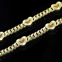 Ensemble de bijoux tendance plaqué or 14K 18K, collier et bracelet en laiton avec zircone en forme de cœur, style Monaco, pour femmes et filles