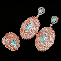 Ensemble de bijoux en laiton avec accents turquoise, bague et boucles d'oreilles de style brésilien pour les passionnés de mode brésilienne traditionnelle