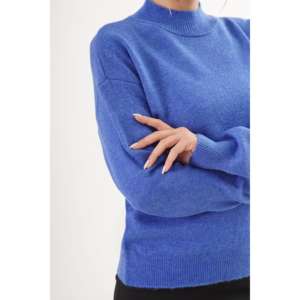 Suéter de Punto con Cuello Alto Saks para Mujer, Manga Larga, Casual, Anti-Pilling, Azul - Product Image 1