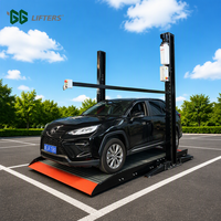 GG LIFTERS Élévateur de stationnement à 2 poteaux pour voitures sportives avec rampe en acier diamanté monobloc à profil bas pour place de stationnement