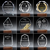 Trophée en bois massif avec sculpture en cristal, personnalisable, pour les ventes, l'assurance, le personnel exceptionnel, le groupe, l'entreprise, la couronne, la performance de l'équipe, la plaque