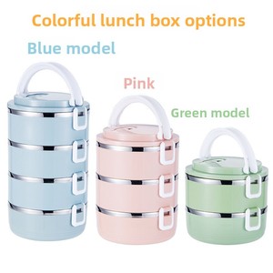 Set Regalo per Bambini e Studenti, Contenitore per Alimenti in Acciaio Inox a Tre Livelli, Isolato, Stile Nordico Ecologico, Logo Personalizzabile - Product Image 5