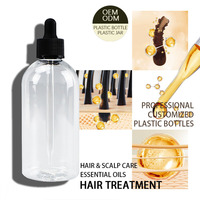 Flacon compte-gouttes en plastique PET transparent transparent de 250ml avec pipette pour emballage cosmétique de soins de la peau d'huile essentielle