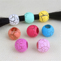 Lingxing 1 sac de perles tendance et populaires, peintes effet craquelé, à gros trous de 12 mm, pour la création de bijoux éducatifs pour enfants, lacets et accessoires