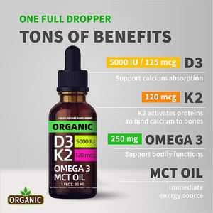 Gouttes de vitamine D3 et K2 60 ml OEM pour une meilleure densité osseuse et une meilleure santé musculaire et intestinale - Product Image 4