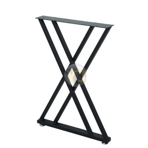 YIJUN Modern Minimalist Table Leg Black Metal Double Cross Design Heavy Duty Furniture Frame 2768 - Product Image 3