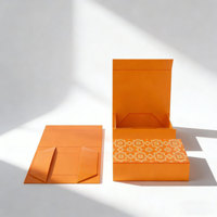 Boîtes cadeaux pliables magnétiques imperméables orange - Boîtes en carton personnalisables avec motif géométrique pour l'emballage