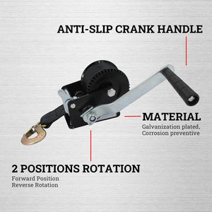 AMBITION Treuil à main Treuil de remorque de bateau Crochet à usage intensif avec treuil manuel à cliquet bidirectionnel de 16,4 pieds - Product Image 3