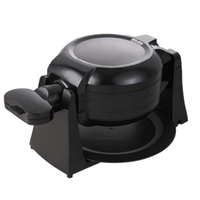 Gaufrier double rotatif noir à base stable, pour gaufres belges de 1 pouce d'épaisseur, à double couche, avec bouton de cuisson rapide, pour snacks et gaufres