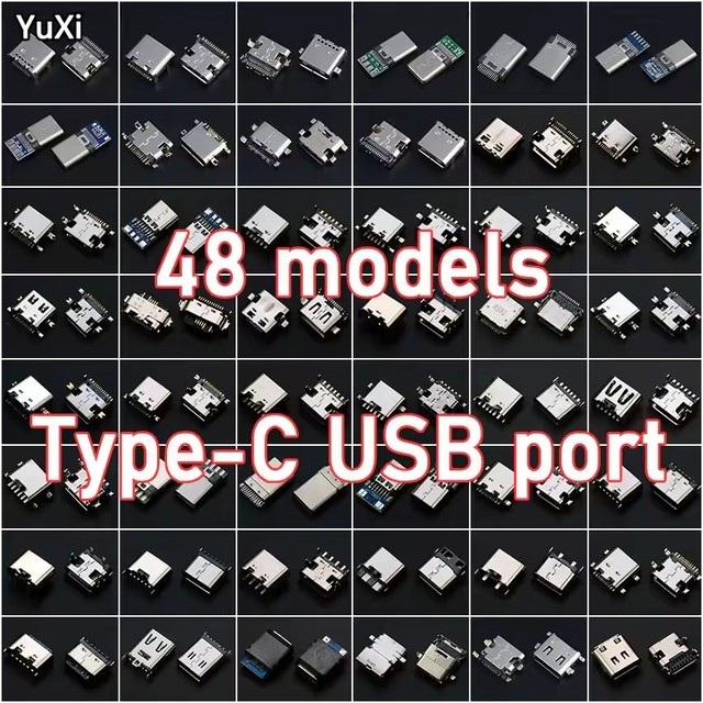 48 Models Micro USB Type C Connector Jack Charging Dock Port Plug Type-C Socket Jack For Xiaomi Huawei Samsung SONY