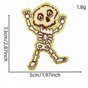 Patch brodé en chenille drôle à thermocoller, motif crânes et fantômes d'Halloween, pour la décoration de vêtements, sacs et chapeaux - Product Image 3