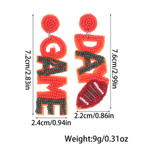 Tùy Chỉnh Đội Trường Màu Sắc Hạt Giống Hạt Bóng Đá Của Trò Chơi Ngày Hạt Giống Hạt Thả Bông Tai - Product Image 5