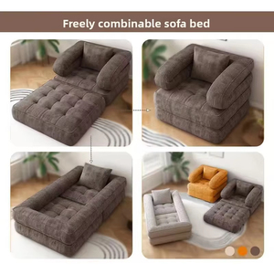 Canapé paresseux compressible, canapé-lit minimaliste moderne en tissu pliable pour petits espaces, double usage pour s'allonger et dormir - Product Image 2