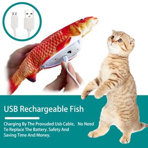 Petdom Mainan Kucing Ikan Elektrik Bergerak Usb, Mainan Kucing Terbang Simulasi Floppy Interaktif - Product Image 4