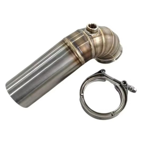 CARLET DESIGN pour collecteur d'échappement de 3 pouces avec bride en <span class=keywords><strong>V</strong></span> pour turbo, en acier inoxydable 304, 90 degrés, 3,55 pouces/90 mm de diamètre extérieur, bride d'échappement, embout O2, turbo moteur - Product Image 1