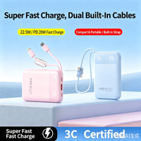 Nouvelle mini batterie externe électronique 20000 mAh, mince et portable, avec câble USB-C, Powerbanks 20000 mAh