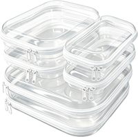 Lot de 6 étuis rigides transparents à fermeture éclair, pochettes organisatrices pour sacs à couches, étuis rigides transparents à fermeture éclair, boîte de rangement en PET