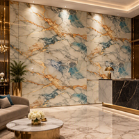 Panneau mural en marbre UV Onyx Agate B1 ignifuge, haute brillance, imperméable, résistant aux rayures pour l'intérieur des hôtels et salons