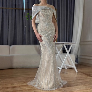 oh polly formal dresses Luxury Silver Beaded Gown | Evening Dress | Formal Gown main image 1