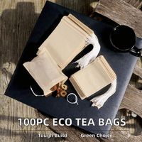 100 sachets infuseurs à thé modernes biodégradables jetables avec cordon de serrage, filtres non tissés pour thé en vrac