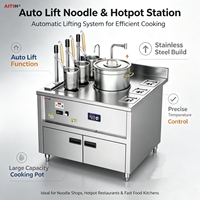 Machine commerciale de cuisson intégrée soupe et nouilles à 3 têtes, avec 3 fonctions d'assaisonnement et de cuisson des nouilles, et levage automatique
