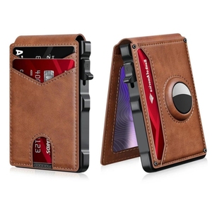 New Crazy Horse Genuine Leather Organizer Card <strong>Wallet</strong> Aluminum Alloy Credit Card Holder <strong>Women</strong> Men <strong>Travel</strong> RFID <strong>Wallets</strong> - Product Image 1