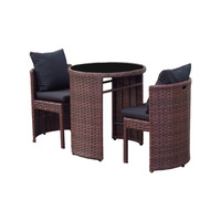 Ensemble de meubles de jardin en rotin PE pour terrasse, 3 pièces, comprenant une petite table et des chaises - Design nordique simple