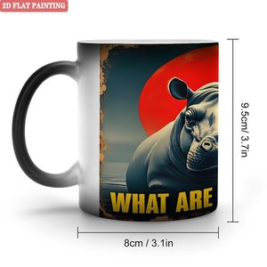 Frosted Black 11oz <b>Ceramic</b> <b>Mug</b> Heat Color Changing Drinking Cup Thickened Handle Comfortable Holding - Product Image 1