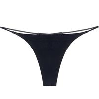 Bikini en forme de T pour femmes modèle G100 sous-vêtements Sexy Double ceinture mince string Fitness culotte taille basse XS XL couleur unie