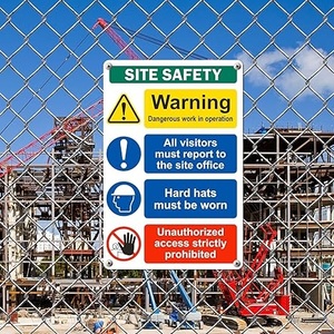 <span class=keywords><strong>Cartello</strong></span> di Sicurezza per Cantieri Edili di Alta Qualità 30x45 cm in Alluminio Antiruggine - Testo Grassetto - Facile Installazione - Product Image 4
