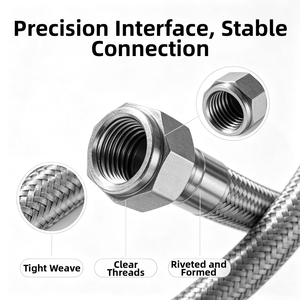 Tuyau tressé en acier inoxydable 304/316, résiste aux températures jusqu'à 400°C, robuste et durable, qualité alimentaire - Product Image 2