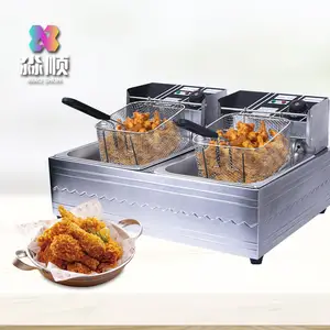 Friteuse électrique 5000w 6l + 6l Friteuse industrielle frites de pommes de terre Friteuse commerciale poulet friture Machine en acier inoxydable