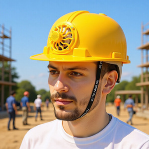 Hard Hat With <b>Fan</b> Ventilation Construction Safety Helmet Outdoor Work Protection Summer Use 6 Point Suspension - Product Image 1