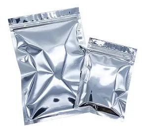 शुद्ध एल्यूमिनियम जिपलॉक जिपर थ्री साइड सील बैग फ्लैट पाउच कस्टम लोगो मुद्रित डिजाइन होल डाई कट होलोग्राफिक मायलर बैग