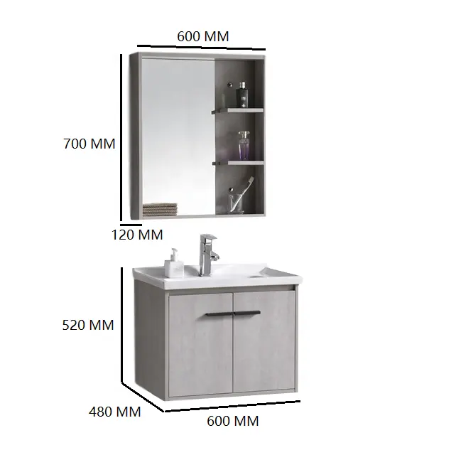 Meubles de salle de bains modernes en ciment, style européen, salle de bains, vanité, meubles de salle de bains du fabricant chaozhou