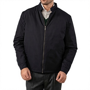 Men's Stand Collar Bomber <b>Jacket</b> Zipper Front Solid Color Windproof Lightweight Thin Woven Autumn Outerwear <b>Smart</b> <b>Casual</b> Style - Product Image 1